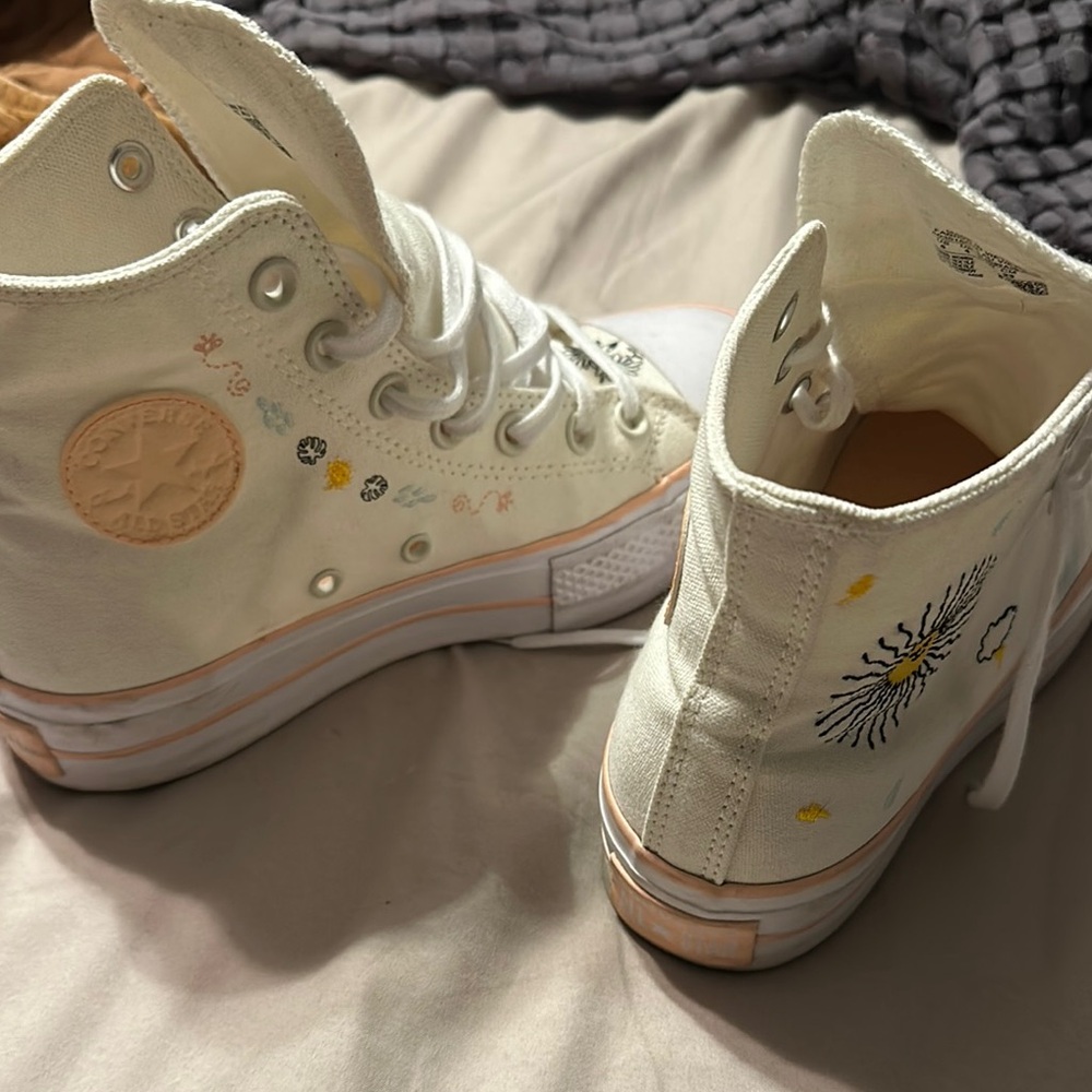 Converse Cream and Yellow Platform Sneakers